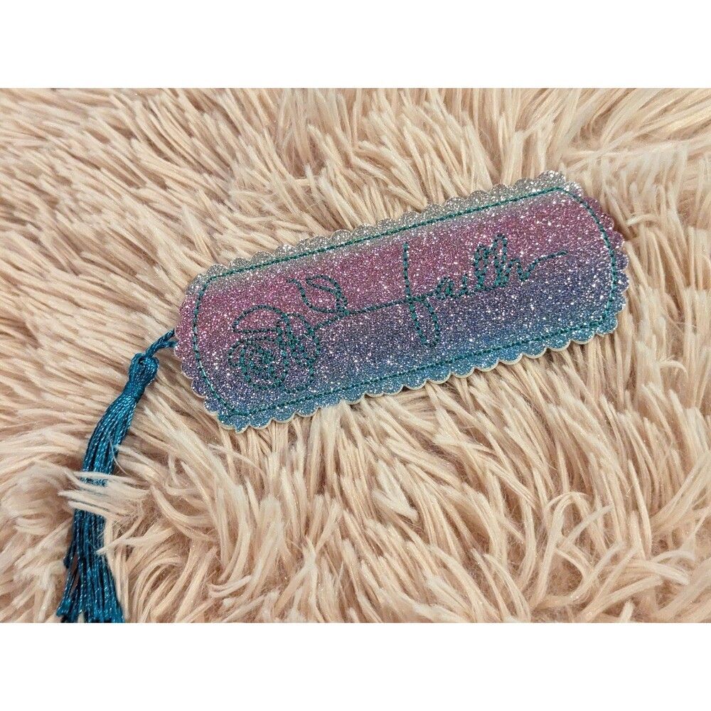 Beautiful rainbow embroidered bookmark with the word faith brand new